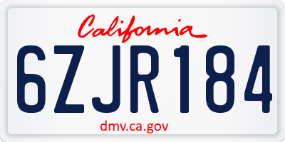 CA license plate 6ZJR184