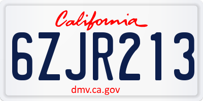 CA license plate 6ZJR213