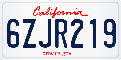 CA license plate 6ZJR219