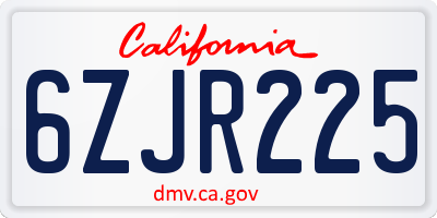 CA license plate 6ZJR225