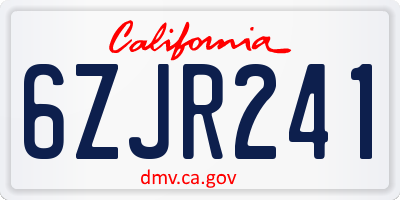 CA license plate 6ZJR241