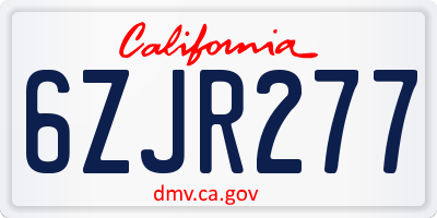 CA license plate 6ZJR277