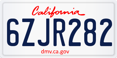 CA license plate 6ZJR282