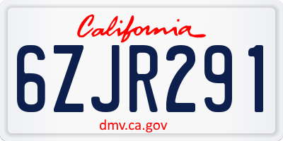 CA license plate 6ZJR291