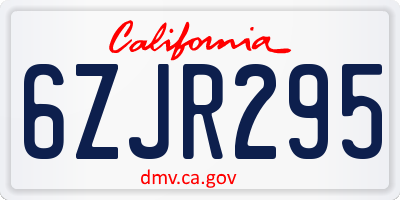 CA license plate 6ZJR295