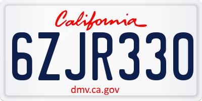 CA license plate 6ZJR330