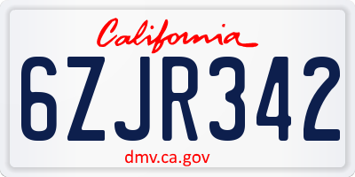 CA license plate 6ZJR342