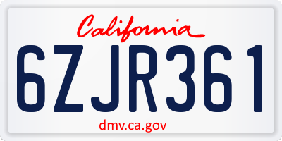 CA license plate 6ZJR361