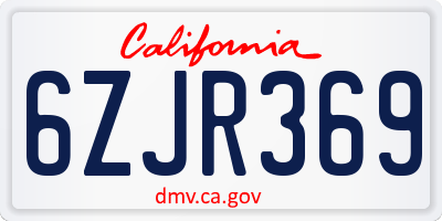 CA license plate 6ZJR369