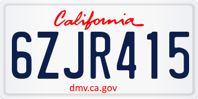 CA license plate 6ZJR415