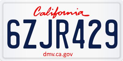 CA license plate 6ZJR429