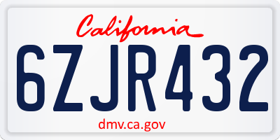 CA license plate 6ZJR432