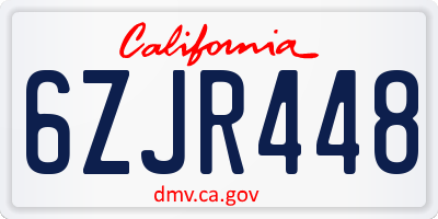 CA license plate 6ZJR448