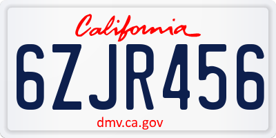 CA license plate 6ZJR456