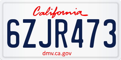 CA license plate 6ZJR473