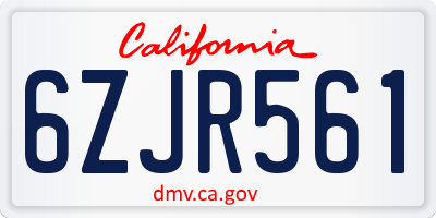CA license plate 6ZJR561