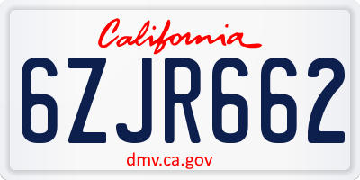 CA license plate 6ZJR662