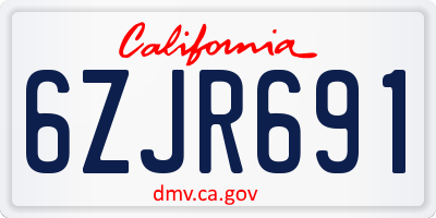 CA license plate 6ZJR691