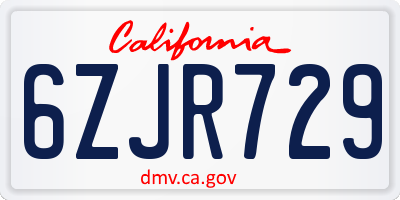 CA license plate 6ZJR729
