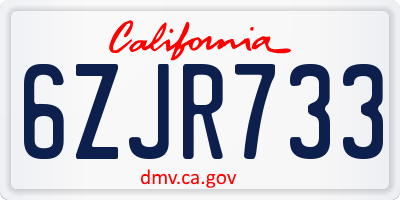CA license plate 6ZJR733