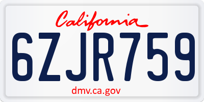 CA license plate 6ZJR759