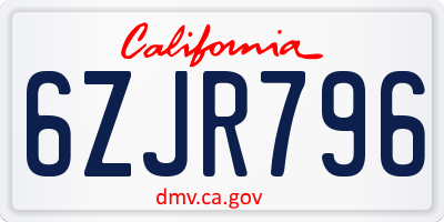 CA license plate 6ZJR796