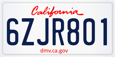 CA license plate 6ZJR801