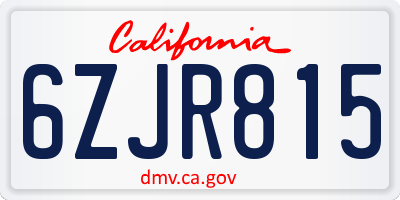 CA license plate 6ZJR815