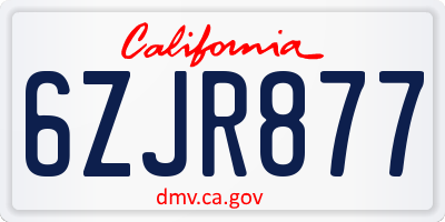 CA license plate 6ZJR877