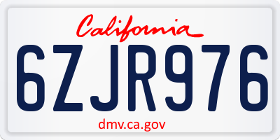CA license plate 6ZJR976