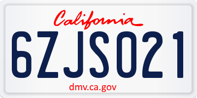 CA license plate 6ZJS021