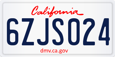 CA license plate 6ZJS024