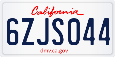 CA license plate 6ZJS044