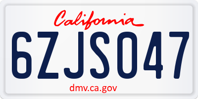 CA license plate 6ZJS047