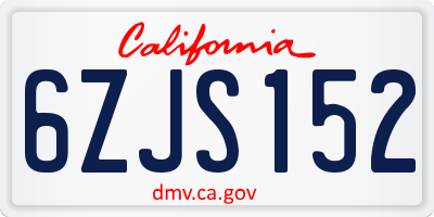 CA license plate 6ZJS152