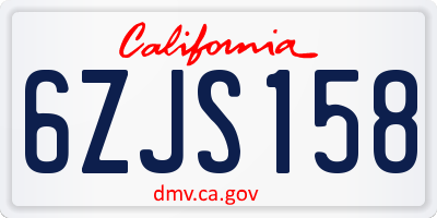 CA license plate 6ZJS158