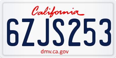 CA license plate 6ZJS253