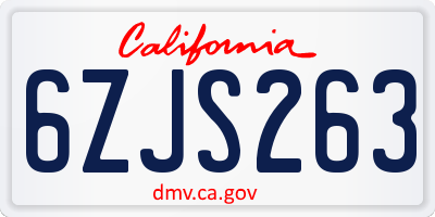 CA license plate 6ZJS263