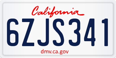 CA license plate 6ZJS341