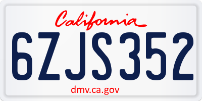 CA license plate 6ZJS352