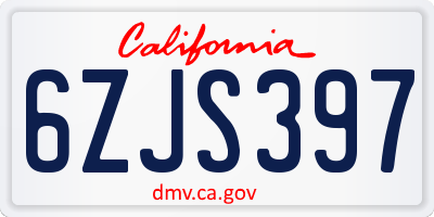 CA license plate 6ZJS397