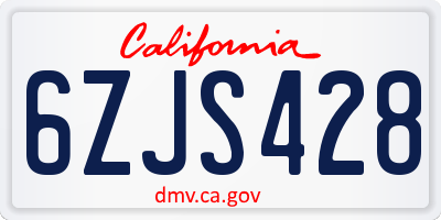 CA license plate 6ZJS428