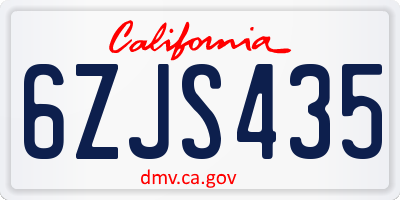 CA license plate 6ZJS435