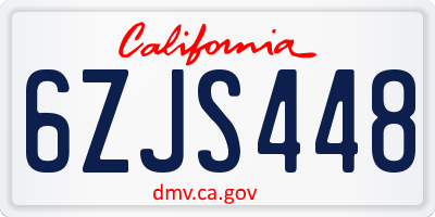 CA license plate 6ZJS448