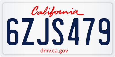 CA license plate 6ZJS479