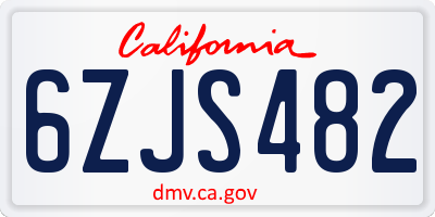 CA license plate 6ZJS482