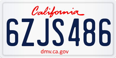 CA license plate 6ZJS486