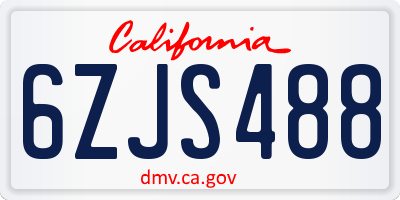 CA license plate 6ZJS488