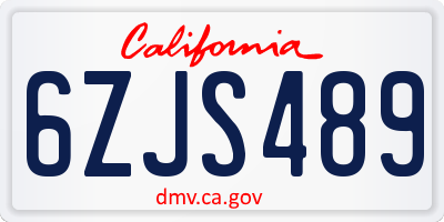 CA license plate 6ZJS489