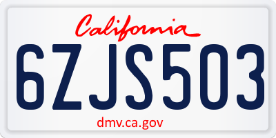 CA license plate 6ZJS503